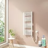 Heilmetz Smart WiFi Badheizkörper Elektrisch 100x40cm Elektrischer Handtuchtrockner mit Thermostat und Timer-Funktion Gerade Handtuchheizkörper Weiß 300W