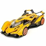 TGRCM-CZ 1/32 Lamborghini V12 Vision GT Modellauto, Zink Legierung Pull Back Spielzeugauto mit Ton und Licht für Kinder Jungen Mädchen Geschenk (gelb)