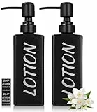 Cexovo Seifenspender Schwarz 2 Stück Soap Dispenser Glas Seifenspender 350ml Pumpspender Spülmittel Flasche mit 8 Etiketten für Badezimmer Arbeitsplatte Küche Soap Dispenser