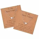 CheersLife 2 Stück Freundschaftsketten Beste Freundin BFF Langstrecken Passende Herzkette Schmuck Geschenk Für Frauen Mädchen Jungen Töchter Schwestern Geburtstag