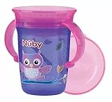 Nuby - 360° Wonder Cup mit Handgriffen - Trinklernbecher mit 360° Trinkrand - 240 ml Auslaufsicher Becher für Babys und Kinder - BPA-frei - Lila - 6+ Monate