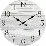 KECYET Wanduhr, batteriebetrieben, 40,6 cm, groß, grau, leise, nicht tickend, rustikales Design, Vintage-Retro-Design, dekorativ für Badezimmer, Küche, Wohnzimmer, Schlafzimmer