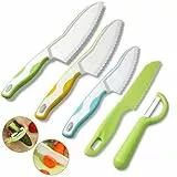 Goodchef Kindermesser Set 5-teiligs – Kinder-Küchenmesser mit Schäler, sicheres Lernmesser für Kinder ab 2 Jahren zum Schneiden von Obst & Gemüse – Koch- und Geschenkset