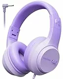 awatrue Kinder Kopfhörer, 74/85/94dB Sichere Lautstärke Kopfhörer Kinder mit Kabel, Stereo Sound, Faltbare, 3.5 mm Jack Over Ear Kinderkopfhörer für Ipad, Tablets, Schule, Reisen (Violett)