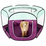 Furhaven Tragbares Hunde- und Katzengehege, Faltbarer Spielplatz/Zwinger für drinnen und draußen mit Reißverschluss, Lila, XL