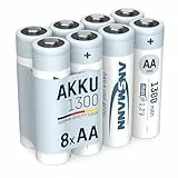 ANSMANN Akku AA Mignon 1300mAh 1,2V NiMH - wiederaufladbare Batterien AA Akkus maxE (geringe Selbstentladung & vorgeladen) ideal für Solarlampe (8 Stück)