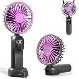 CNMTCCO Tragbarer Ventilator, wiederaufladbar, 6 Geschwindigkeiten, Mini-Ventilator, tragbar, mit LED-Anzeige, Handventilator, faltbar, für Büro, Reisen, Camping, Blau