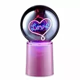 BUTLERS Glow Ball Glaskugel Neon Herz lila Ø 12cm Höhe 21cm Glas | dekorative Leuchtkugel | Stimmungslicht für den Raum | Weihnachtsdeko & ganzjährige Dekoration