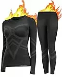 UNIQUEBELLA Thermo Unterwäsche Damen, Skiunterwäsche Atmungsaktiv Funktionsunterwäsche, Antibakteriell Schnelltrocknend Thermowäsche Set - Sport Warme Unterwäsche für Herbst Winter