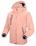 donhobo Damen Softshell Jacke Outdoor Funktionsjacke Freizeitjacke Leichte Wasserabweisend Winddichte Wandern Bergjacke Mantel mit Kapuze (Rosa, L)