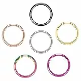 G23 Titan Nasenring Hoop 6pcs 18g 16g Faltsegment Helix Knorpel Rook Ring Piercing Schmuck für Frauen Männer Mädchen (6pcs) (18 Gauge 1.0x10mm)