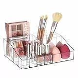 Vtopmart 1-stöckiger transparenter Make-up-Organizer mit Schublade, Kosmetikaufbewahrung für Kommode, Arbeitsplatte und Badezimmer, Kosmetik-Halter für Lippenstift, Pinsel, Hautpflege