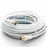 Premium X 10m Antennenkabel TV Anschlusskabel HDTV Full HD, 4K Koaxial-Kabel - Vollmetall-Stecker auf IEC-Buchse für digitales Fernsehen und Radio - DVB-T/T2, DVB-C, DVB-S/S2 - Weiß