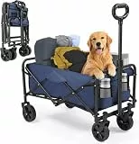 LEADZM Bollerwagen Faltbar, Handwagen 100 kg Tragkraft - für Camping, Einkäufe & Outdoor, 74,5 x 45 x 85 cm (Blau)