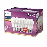 Philips LED Classic E27 Lampen 6-er Pack (100 W), matte LED Lampen mit warmweißem Licht, energiesparende Lampen mit langer Nutzlebensdauer, neue Generation