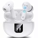 EUQQ Bluetooth-Kopfhörer, Bluetooth 5.4 Wireless, 6-7 Stunden für Sport, HiFi-Kopfhörer mit 6 HD Mics, ANC Geräuschunterdrückung CVC 8.0 für iOS und Android, Weiß (2025)