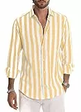 Meilicloth Herren Hemd Langarm Sommer Gestreifte Freizeithemden Casual mit Knöpfen Regular Fit