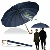 LOGAN & BARNES Stockschirm Sturmfest Ø120cm mit hochwertigem Echtholzgriff und geräuschloser Gummispitze - XXL Regenschirm Groß mit 16 Streben - Modell EDINBURGH (Blau)