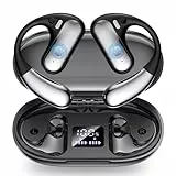 EUQQ Bluetooth Kopfhörer Sport, Open Ear Kabellos Kopfhörer Bluetooth 5.4 mit Ohrhaken, 40 Stunde Spielzeit mit LED-Anzeige, HiFi Stereo Ohrhörer mit HD Mic, Touch Control, IP7 Wasserdicht Ohrhörer