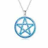 MUUYON Pentagramm Kette 925 Silber mit Opal Pentagramm-Anhänger Schmuck für Damen