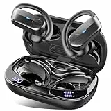 Ordtop Bluetooth 5.4 Kopfhörer Sport, 70H In Ear Kopfhörer Bluetooth mit 4 Noise Cancelling Mics, HiFi Stereo Tiefer Bass Kabellose Kopfhörer mit Ohrhaken, IPX8 Wasserdicht Ohrhörer, LED-Anzeige USB-C