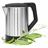 Bomann® Wasserkocher Edelstahl | 1,5 Liter | Einhandbedienung | Edelstahlgehäuse | Kettle | Station mit Kabelaufwicklung | Wasserkocher schwarz | WKS 3002 CB schwarz