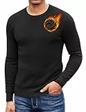 COOFANDY Herren Sweatshirts Gefütterte Winter Fleece Pullover Warm Sweater mit Rundhalsausschnitt Schwarz M