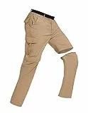 BondiTrekk Outdoor Wanderhose für Herren Zip-Off-Wanderhose-Abnehmbar-Trekkinghose, Atmungsaktiv Outdoorhose Arbeit Hosen Schnell Trockend Sommer Funktionshose Mit 6 Taschen Khaki 3XL