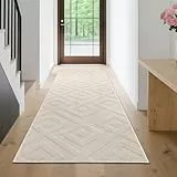 Enyhom Lang Flur Teppich Läufer, Waschbar rutschfest Teppichläufer Flurteppich Küchenteppich Läufer für Eingang (Beige, 80 * 200cm)
