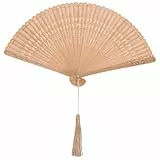 VOSAREA Bambus Handfächer: Vintage Fächer Holz klein Handfächer echt Bambus - japanischer chinesischer Hand Fan für Hochzeit Braut Party Tanz