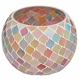 BUTLERS Windlicht Pastel Lights Aluminium Ø12cm | Mosaik Kerzenhalter bunt | ideal für Boho Oriental Deko Farbtupfer
