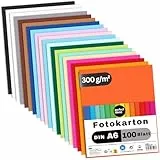 perfect ideaz - 100 Blatt Foto-Karton DIN-A6, 20 Farben, 300 g/m², made in Germany, Blauer Engel zertifiziert