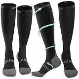 CAMBIVO Kompressionsstrümpfe Herren Damen 2 Paar, Stützstrümpfe Klasse 2 20-30 mmHg, Gepolsterte Kompressionssocken, Thrombosestrümpfe, Compression Socks für Flug, Schwellung, Sport, Reise, Alltag