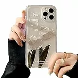 Fycyko Kompatibel mit iPhone 12 Pro Max Hülle Aesthetic Blumen Schön Weiß Flowers Malen Design Girls Elegant Handyhülle Silikon Soft TPU Dünn Clear Handy Case