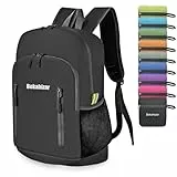 Bekahizar Faltbarer Rucksack Leicht Klein Wanderrucksack 20L Reiserucksack Tagesrucksack Tasche für Männer Frauen Jugendliche Outdoor Wandern Reisen (schwarz)