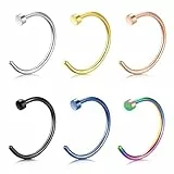 WillTen 6PCS Nasenpiercing Ring Hoop Chirurgenstahl, 16G 8mm C Form Septum Piercing, Nasenring Piercing Set für Frauen Mädchen