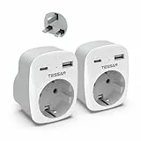 TESSAN 2er Pack Adapter England Deutschland Stecker, 3 in 1 Steckdosenadapter England mit USB C und USB A, 3250W UK Adapter, Stromadapter für Irland Malta Schottland Dubai, Reiseadapter Typ G