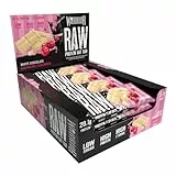 Warrior Raw Proteinriegel 12 x 75 g – Ballaststoffreicher Haferriegel mit Protein, High Protein Snack ohne Zucker, Natürlicher Haferflocken Riegel mit Präbiotika – Weiße Schokolade