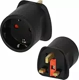 Brennenstuhl Reisestecker/Reiseadapter (Reise-Steckdosenadapter zum Anschluss elektrischer Geräte mit Schutzkontakt Stecksystem in Ländern mit British Standard Stecksystem) schwarz