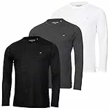 Calvin Klein Herren Langarm-3er-Pack T-Shirt - Schwarz/Charcoal/Weiß - XXL