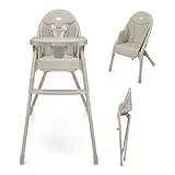 Kinderkraft DINNLY Hochstuhl, Kinderhochstuhl, Babystuhl, Kombihochstuhl, Sicherheitsgurte, Fußstütze, Tablett, ab 6 Monate bis 5 Jahre, Beige