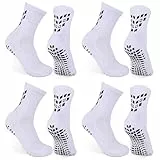 Gogogoal Rutschfeste Fußballsocken Herren Damen Jugendliche gepolsterte atmungsaktive Anti-Rutsch Grip SportSocken Fußball Basketball Sneaker Socken 37-42 Weiß M 4 Paar