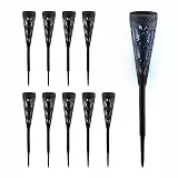 Relaxdays Solarlampe 10er Set, Fackel-Design, Gartenbeleuchtung mit Lichteffekt, H x D: 41 x 7 cm, mit Erdspieß, schwarz
