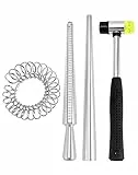 QWORK® 4 Stück Ringgrößenwerkzeug, Ringmesser Messen, Gummihammer, Werkzeug zur Ringherstellung