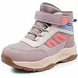 Harvest Land Wasserdichte Kinder Winterstiefel für Jungen und Mädchen ，Leicht, Warm, Rutschfest, Robuste Wanderschuhe für draußen Low-Top-Lila 30