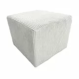 Extrasen Hocker Wohnzimmer Sitzhocker - Quadratisch 40 x 40 cm - Sofahocker - Dünner Cord Ecru
