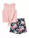 PATPAT Bekleidungssets für Mädchen Sommer, Mädchen Kurze T-Shirt Set, Sporthose Activewear Freizeit Shorts Hose Top - Perfekt für Teenager Kinder Geburtstage Geschenk Strandpartys Rosa 11-12 Jahre