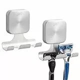 TAILI Rasierer Halterung Dusche mit Saugnapf 2 Stück Rasierhalter Dusche aus Metall Wasserdicht Saugnapf Haken Wiederverwendbar für Rasierapparat, Handtücher, Bademäntel - Quadrat, Silber