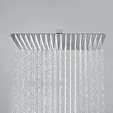 JOHO pflegeleichte Regendusche Duschkopf aus 304 Edelstahl, Hochdruck Kopfbrause Einbauduschköpfe Brausekopf mit Anti-Kalk-Düsen 35x25cm Chrom