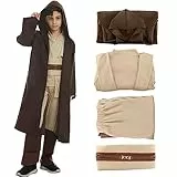 Je-d Kostüm Kinder, Robe Kinder mit Kapuze Skywalker Kostüm Hoodies Robe Karneval Halloween Cosplay für Jungen Mädchen(Braun 130)